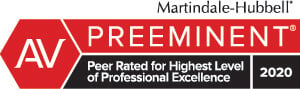 Martindale-Hubbell | AV Preeminent | Peer Rated For Highest Level Of Professional Excellence | 2020